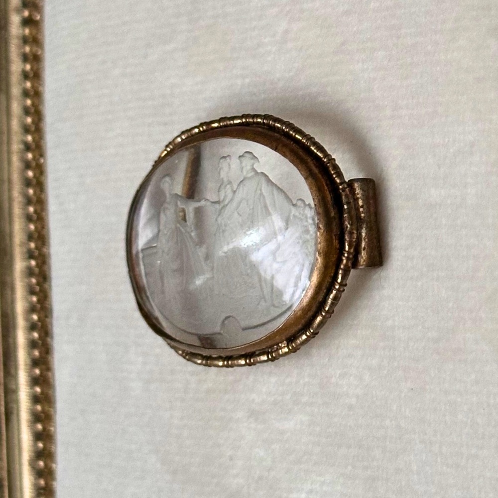 Antique Rare Victorian Reverse Intaglio Czech Glass Cameo Belt Buckle
